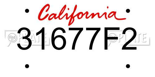 31677F2 California License Plate