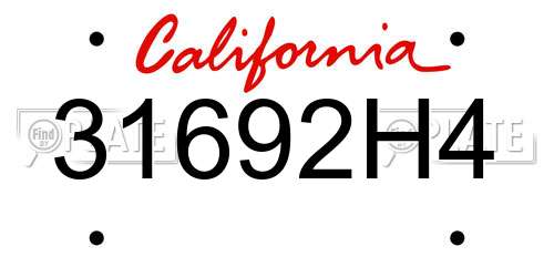 31692H4 California License Plate