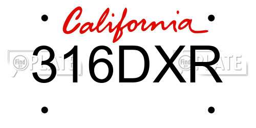 316DXR California License Plate