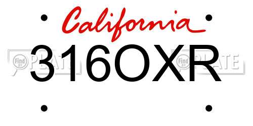 316OXR California License Plate