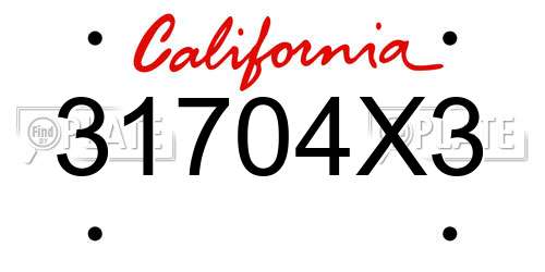 31704X3 California License Plate