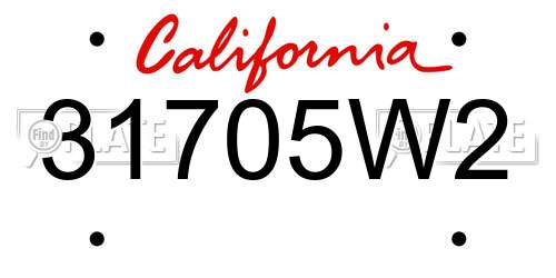 31705W2 California License Plate