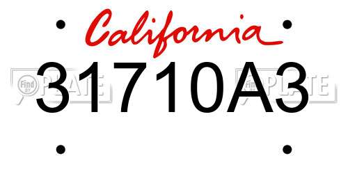 31710A3 California License Plate