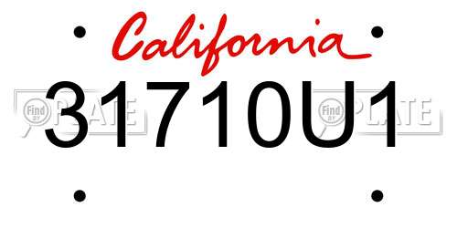 31710U1 California License Plate