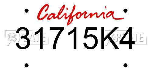 31715K4 California License Plate