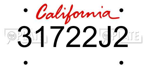 31722J2 California License Plate