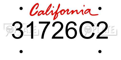31726C2 California License Plate