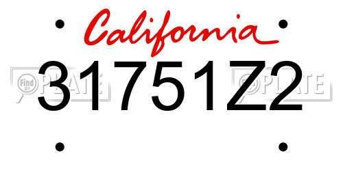 31751Z2 California License Plate