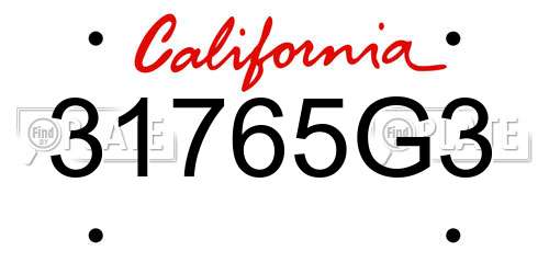 31765G3 California License Plate