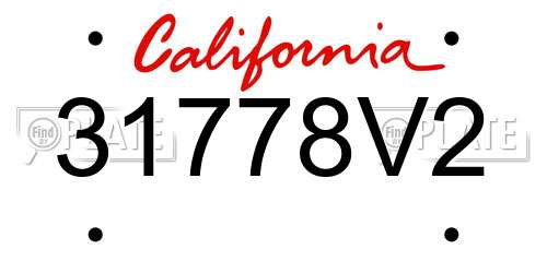 31778V2 California License Plate