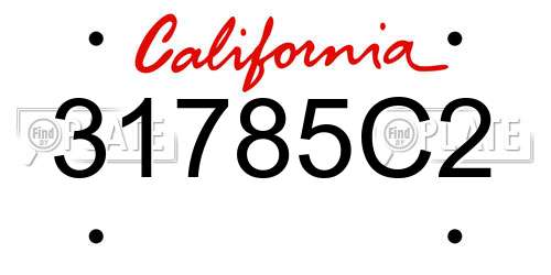 31785C2 California License Plate