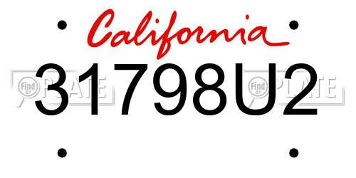 31798U2 California License Plate