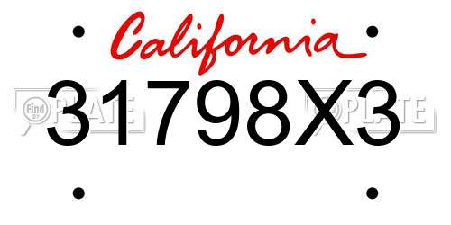 31798X3 California License Plate