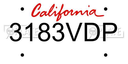 3183VDP California License Plate