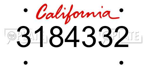 3184332 California License Plate