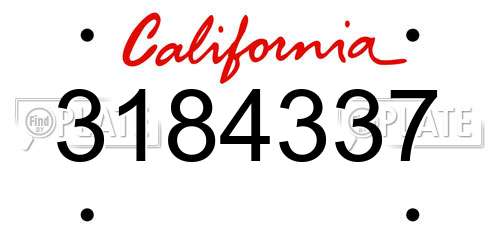 3184337 California License Plate
