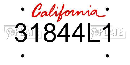 31844L1 California License Plate