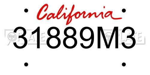 31889M3 California License Plate
