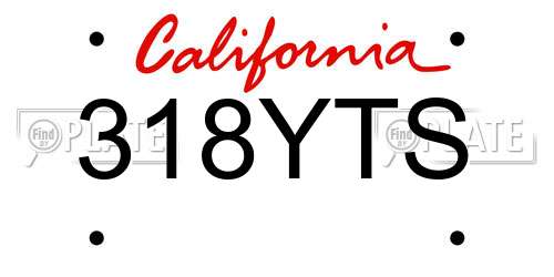 318YTS California License Plate