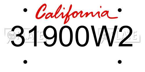 31900W2 California License Plate
