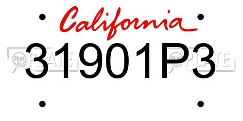 31901P3 California License Plate