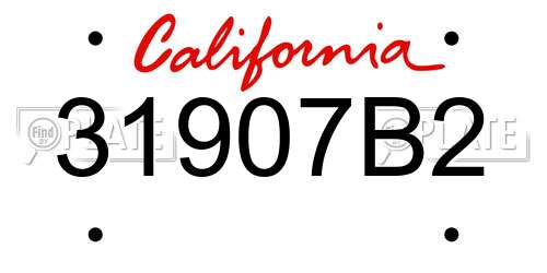31907B2 California License Plate