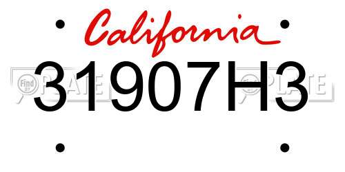 31907H3 California License Plate