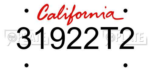 31922T2 California License Plate