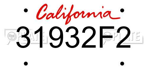 31932F2 California License Plate