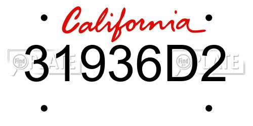 31936D2 California License Plate