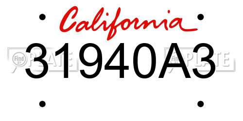 31940A3 California License Plate