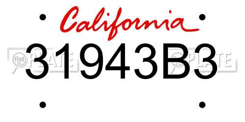 31943B3 California License Plate