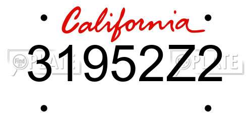 31952Z2 California License Plate