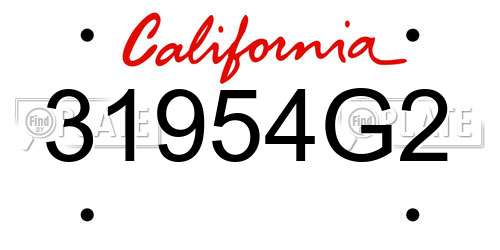 31954G2 California License Plate