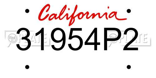 31954P2 California License Plate