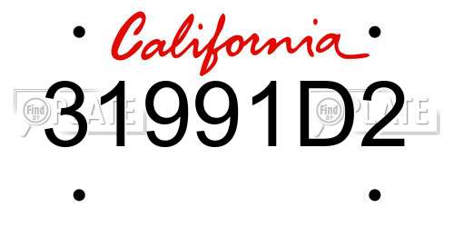 31991D2 California License Plate