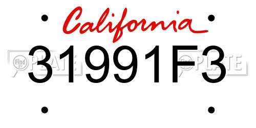 31991F3 California License Plate