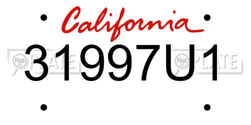 31997U1 California License Plate
