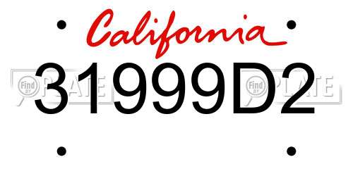 31999D2 California License Plate
