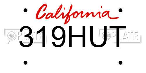 319HUT California License Plate