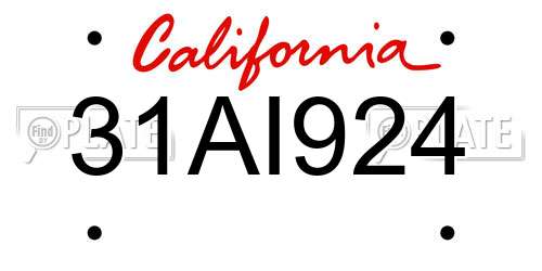 31AI924 California License Plate