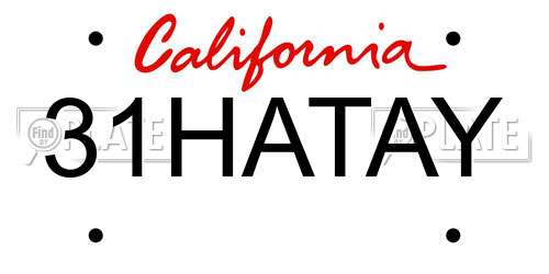 31HATAY California License Plate