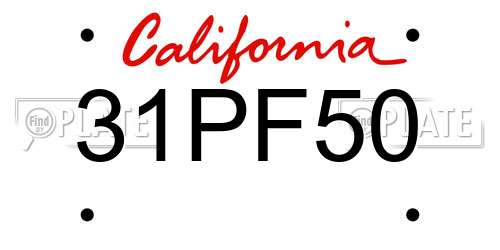 31PF50 California License Plate