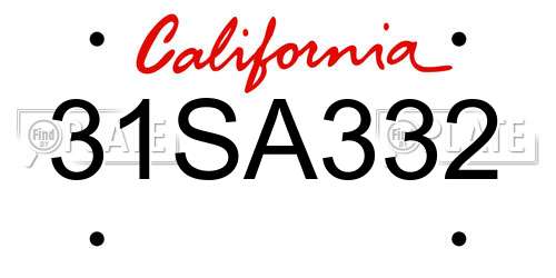 31SA332 California License Plate