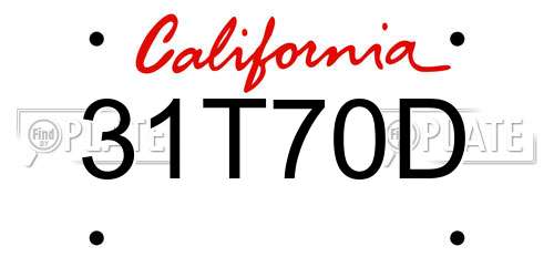 31T70D California License Plate