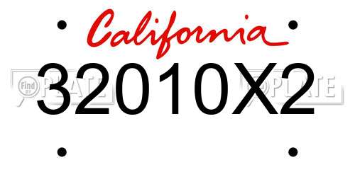 32010X2 California License Plate