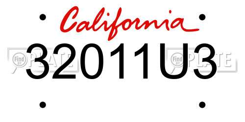 32011U3 California License Plate