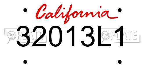 32013L1 California License Plate