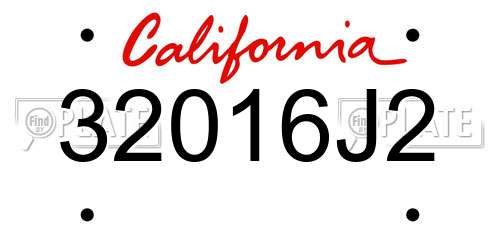 32016J2 California License Plate