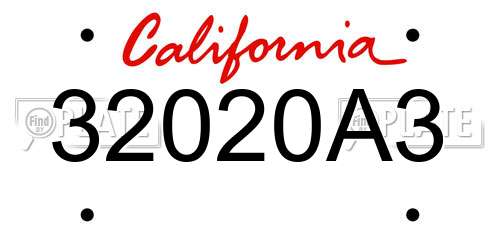 32020A3 California License Plate